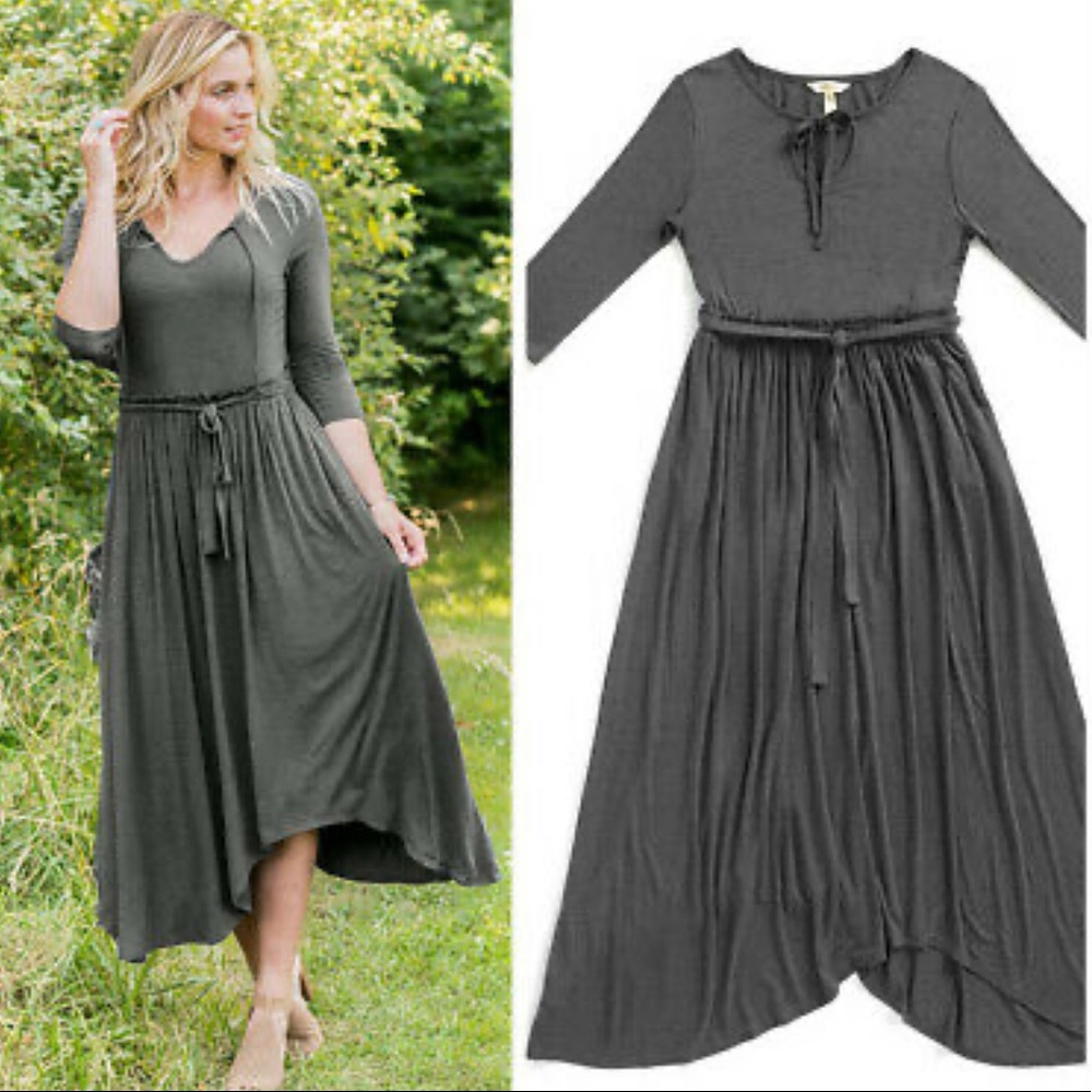 Matilda Jane Charcoal Gray Maxi Dress Size Small
